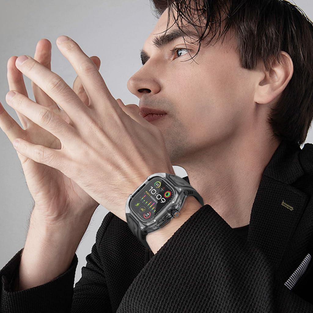 ZORBES® Smart Watch Band with Transparent Case Covers Fashion DIY Apple Watch Modification TPU Watch Band Adjustable Fashion Unisex Black Universal Watch Band for Apple Watch Ultra/Ultra 2 49mm ZORBES® Smart Watch Band with Transparent Case Covers Fashion DIY Apple Watch Modification TPU Watch Band Adjustable Fashion Unisex Black Universal Watch Band for Apple Watch Ultra/Ultra 2 49mm